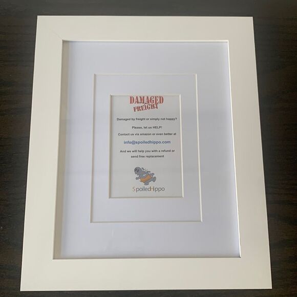 Set of 2 White Wood 8x10 Gallery Frames – Matted for 5x7 or 3x5 Minimalist Displ - Picture 1 of 6